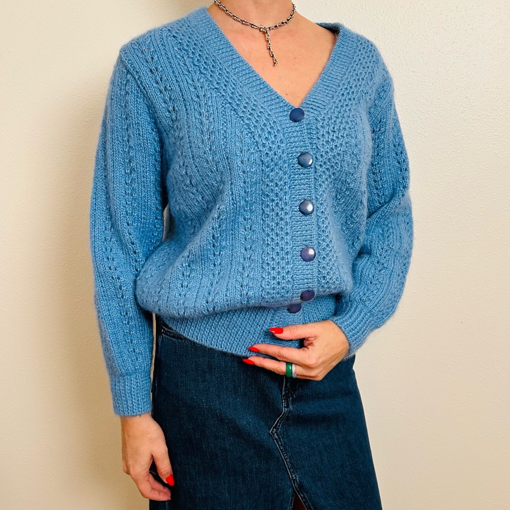 Vintage Cardigan Sweater Hand Knit - Picture 4 of 11